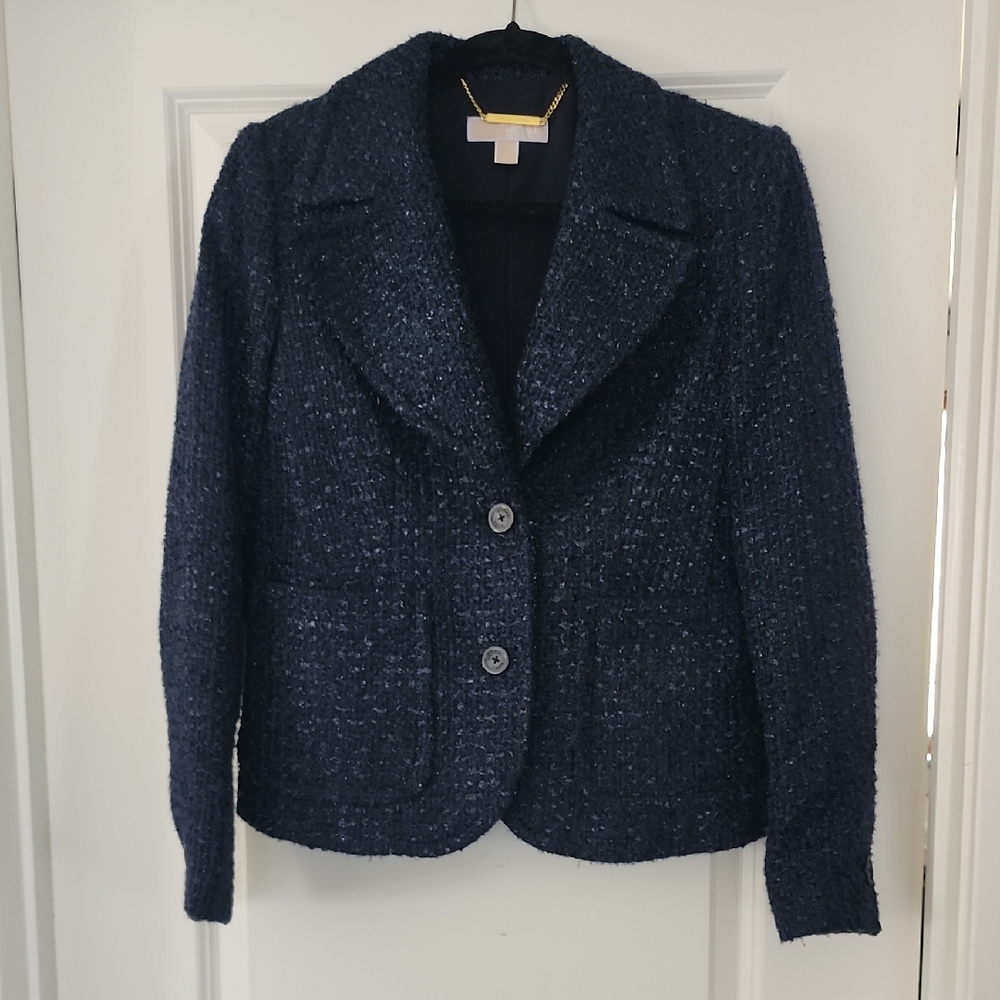 Michael Kors Dark Blue Tweed Blazer